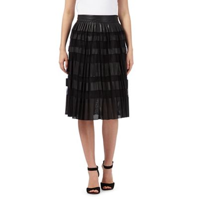 Todd Lynn/EDITION Black leather perforated pleated skirt